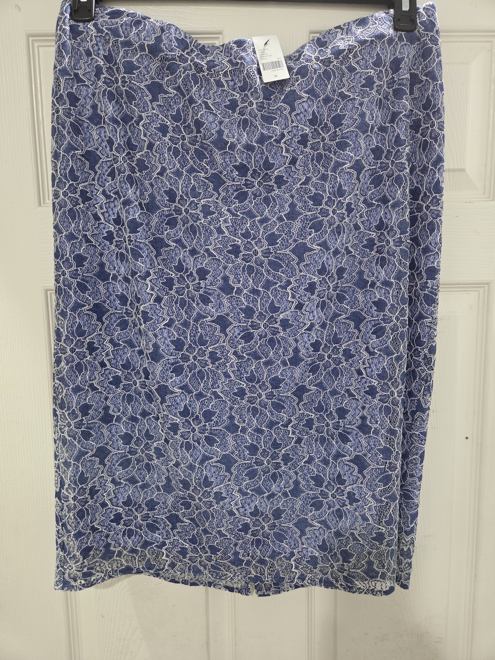 Lane Bryant Blue and White Floral Pencil Skirt